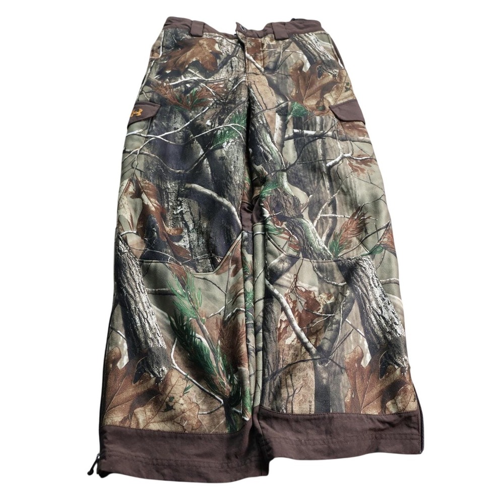 Under Armour Ski Pants Youth 10-12 Green Realtree Camo Fleece Lined Hunting